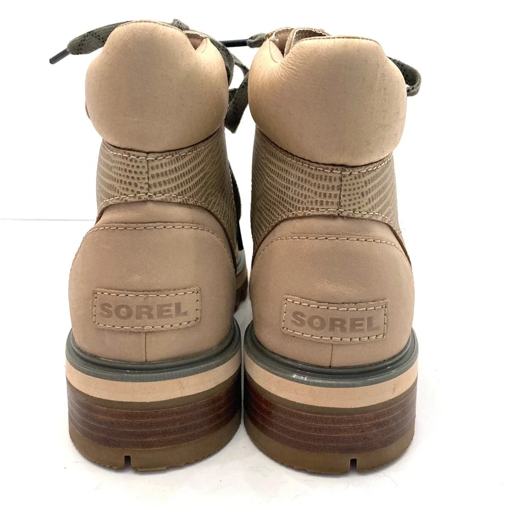 SOREL Lennox Lace-Up Waterproof Hiking Boot Womens 9 Canoe Tan Leather